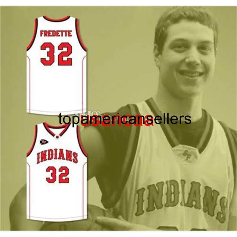 Jimmer Fredette # 32 Glens Falls Indians Blanc Rouge Rétro Maillots de basket-ball Hommes Cousu Personnalisé N'importe quel nom de numéro