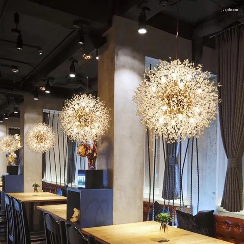 Lampes suspendues nordique cristal pissenlit lumières lumière fraîche lampe de luxe salon créatif restaurant chambre décor à la maison