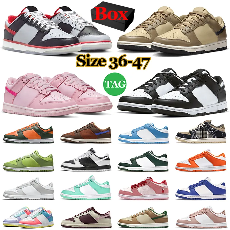With Box low Running Shoes Mens Womens Trainers Reverse Panda Triple Pink Team Green Grey Fog Pearl Sports Sneakers