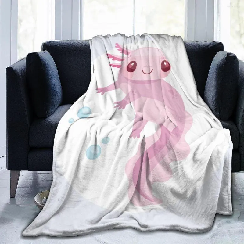 Blankets Flannel Blanket Adorable Marine Axolotls Soft Thin Fleece Bedspread Cover For Bed Sofa Home Decor Dropship