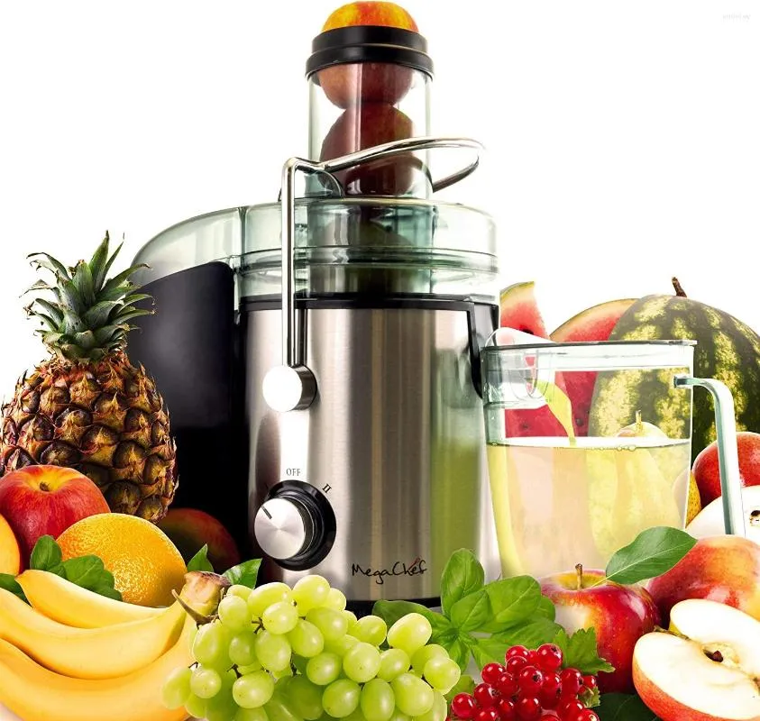 Juicers Wide Mouth Extractor Juice Machine med dubbel hastighet centrifugal rostfritt stål Juicer 3,5 kopp krom silver