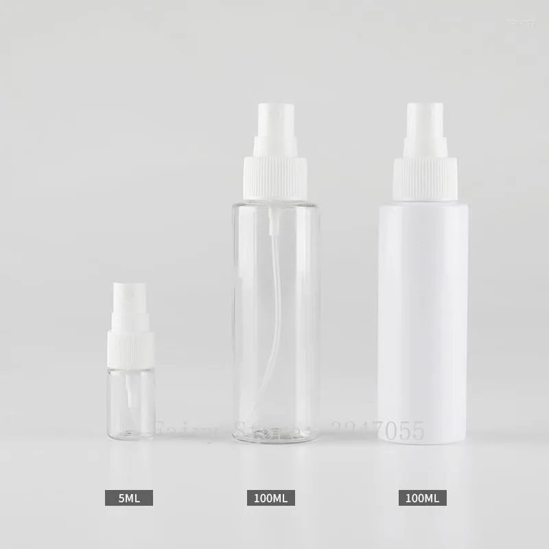 収納ボトル5ml/100ml 100pcs空のペット化粧品スプレーボトルDIYクリア/白い詰め替え可能なコンテナポータブルトラベルエマルジョンパッケージ