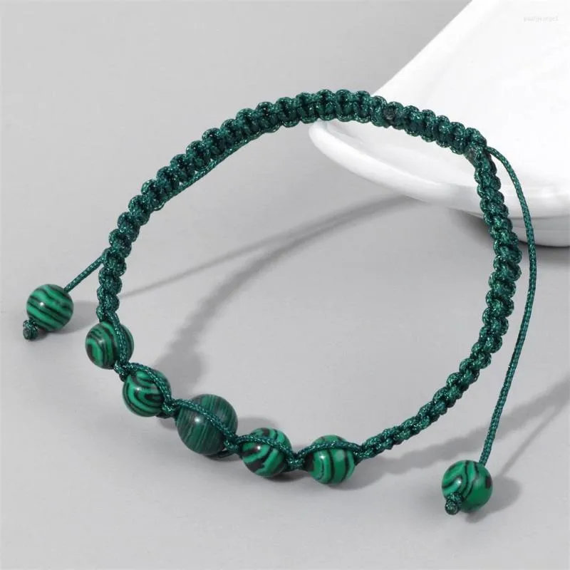 Braccialetto di perline fatto a mano in filo di pietra naturale intrecciato occhio di tigre malachite bacelets uomini donne gioielli di fascino pregare regolabile 8mm