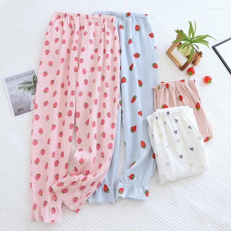 Women's Sleepwear 2022 Spring Summer Cute Pajama Cotton Yarn Trousers Pants Verano Pijama Mujer Pyjama Femme Women Crepe Pantalones