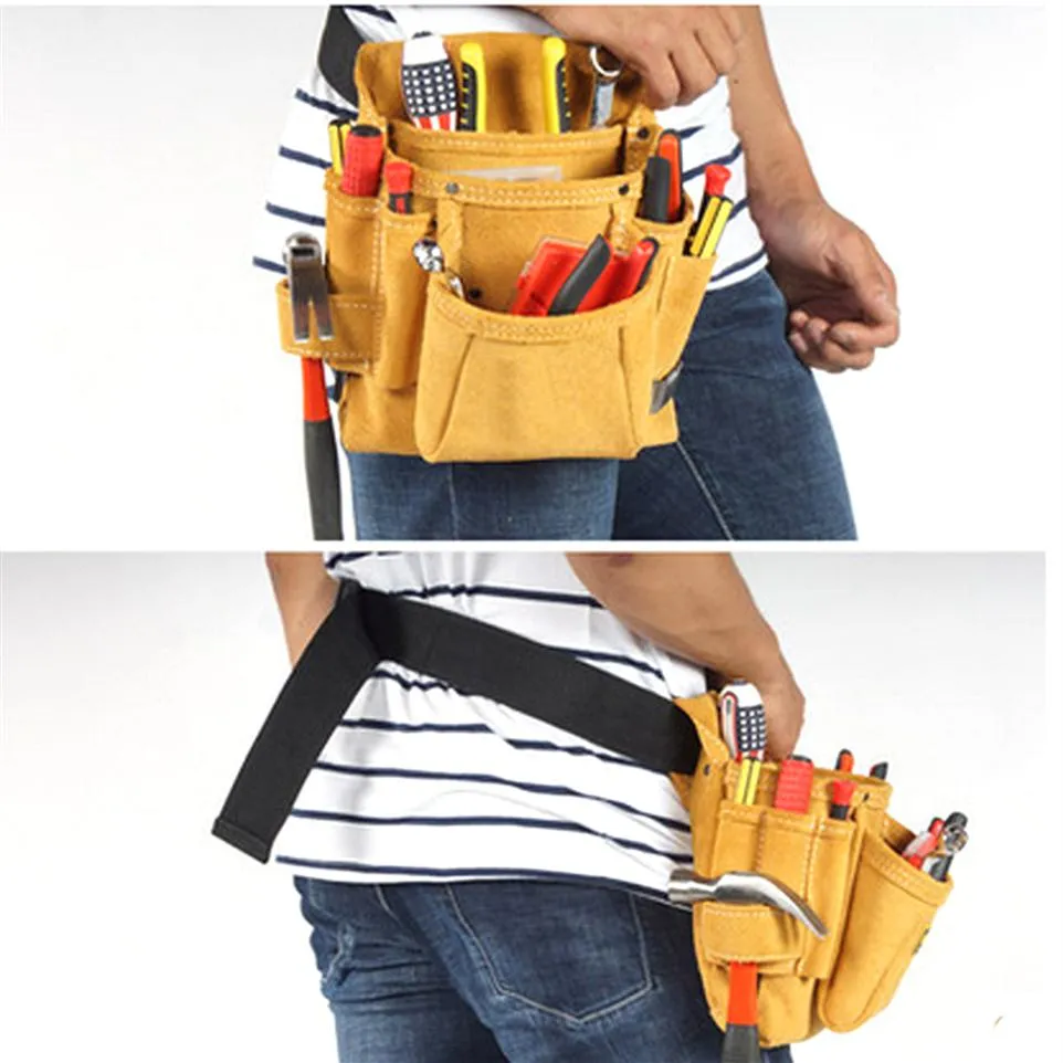 Cowhide Waist Tool Pouch Tool Belt Bag for Woodworking Electrician Carpenter Construction Hardware Screwdriver Tools2044