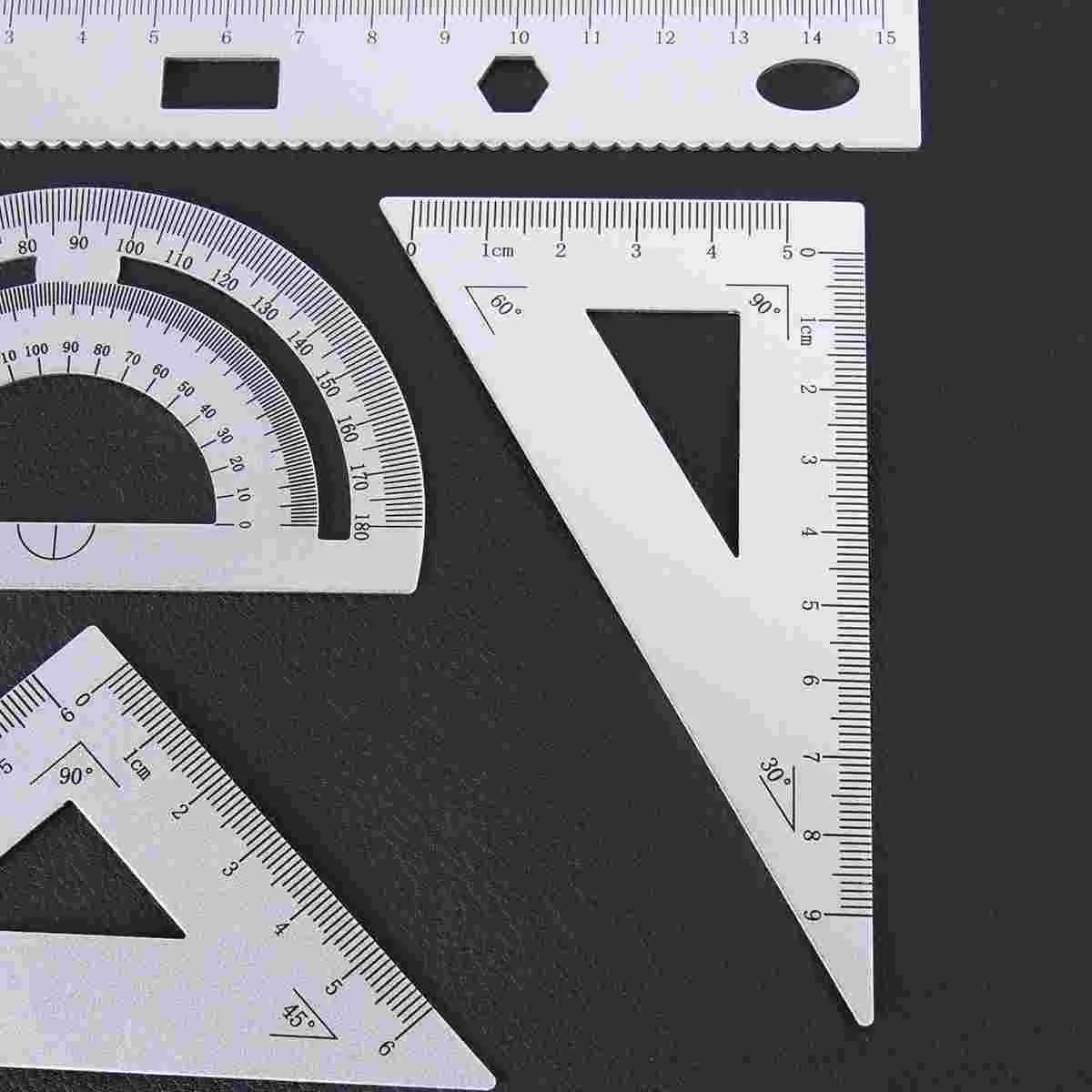 ルーラージオメトリセット数学ツール測定サークル三角形の描画キットスケールスクエアツールキッズカーペンターの長期学生