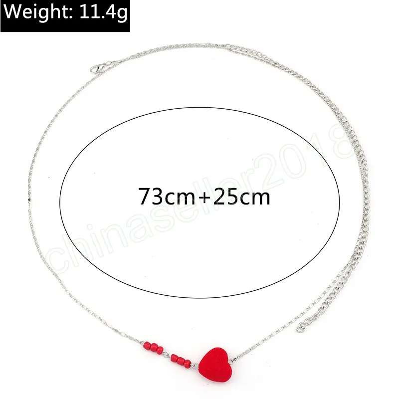 Couleur argent rouge perle coeur taille chaîne Sexy femmes Simple décontracté ventre chaîne corps bijoux accessoire