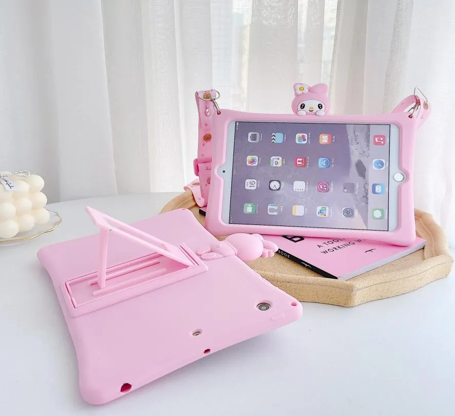 Omslag för iPad 97 2018 2017 102 7th Pro 97 105 Air 1 2 3 Pink Cartoon Kids Case for iPad Mini 1 2 3 4 5 Stand1432531