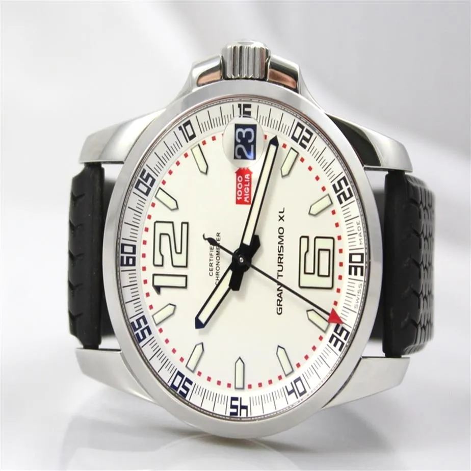 真新しい販売ミグリアxlホワイトダイヤルメン自動機械時計ステンレス鋼メンズスポーツリストウォッチラバーバンド2889