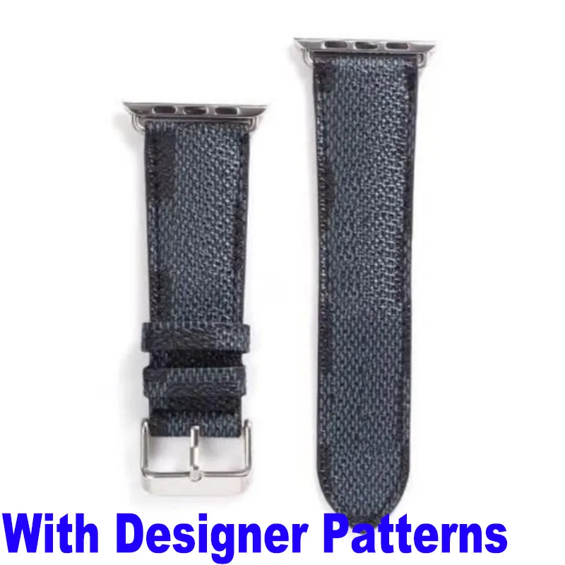 Fashion L Designer Leather Straps for Apple Watch Band 40mm 44mm 49mm 42mm Bracelet Bands Black Square Designs Flower Watchband iWatch Series 8 7 6 5 4 3 2 SE Belt Stripes