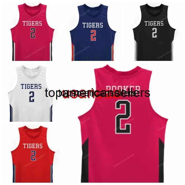 Custom Retro Devin Booker 2 High School Basketball Jersey Mens Stitched Blue White Black Red