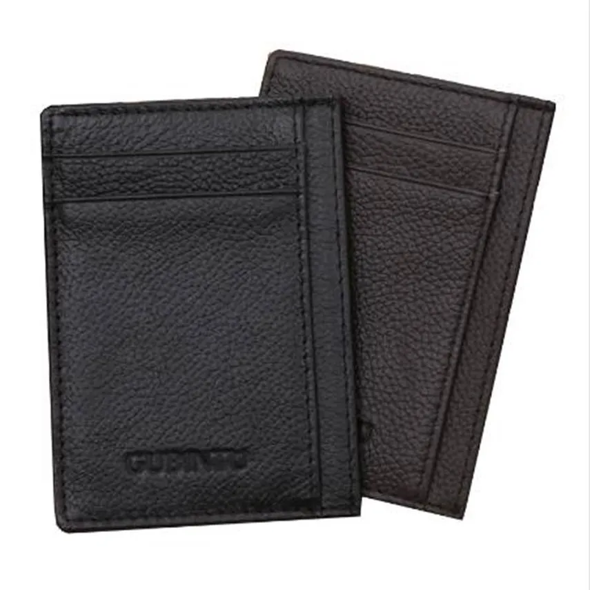 Gubintu Genuine Leather Men Slim Front Pocket Card Credit Super Thin Fashion Card Titular Trave Wallet Tarjetero HOMBRE287A