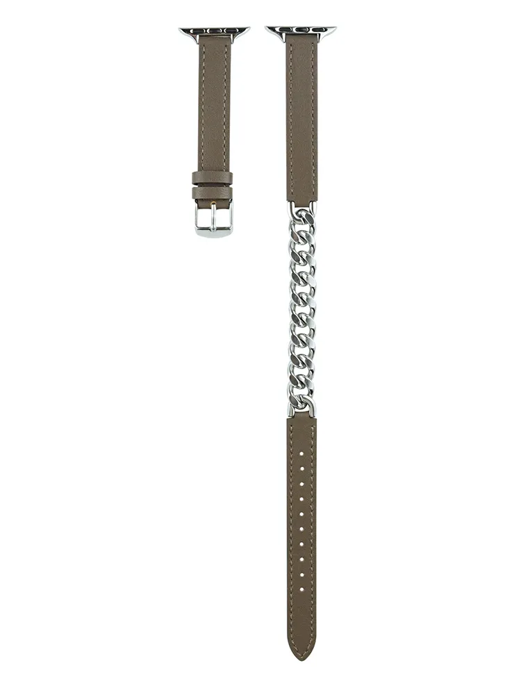Dubbel läderslingkedjor för Apple Watch Bands 49mm 44mm 42mm 40mm 38mm damer Armband Belt Iwatch Ultra 8 7 6 5 4 3 Series Watchbands Accessories 1st