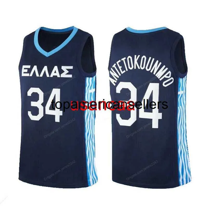 Anpassad Tokyo Giannis Antetokounmpo #34 Team Grekland basket Jersey herrstitched size s-4xl Alla namn och nummer