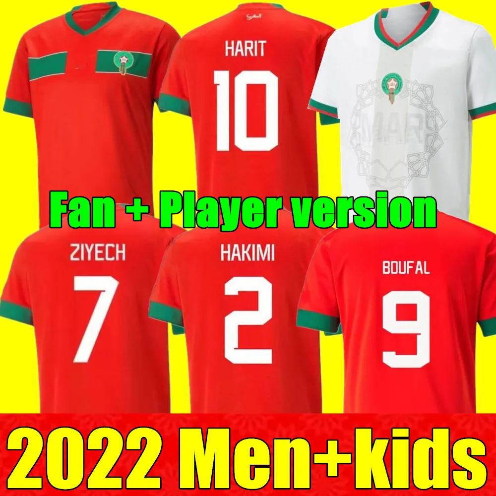 Copa do Mundo Marrocos Jerseys Hakimi Maillot Marocain 22 23 Ziyech en-nesyri futebol camisas de futebol masculino kit kit harit saiss idrissi boufal maroc camisa