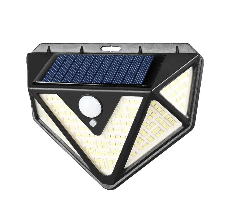 166 LED Solar Wall Lights PIR Motion Sensor Wall Light Sunlight Outdoor Lighting Waterproof Security Lamp for Garden