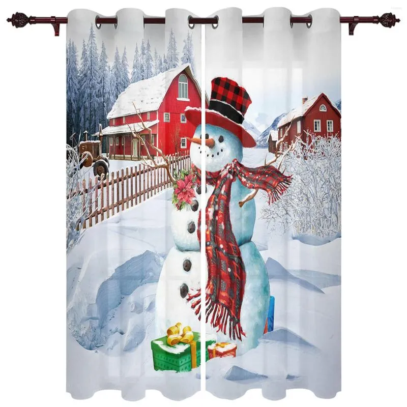 Kurtyna farma Bożego Narodzenia Snowmanwindow Zasłony do salonu Sypialnia luksusowy wystrój domu Valance Kitchen