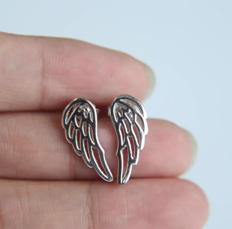 Stud Earrings Original 925 Sterling Silver 3 Color Trendy Fashion Simple Jewelry Girl Wing Earring Anti Allergy