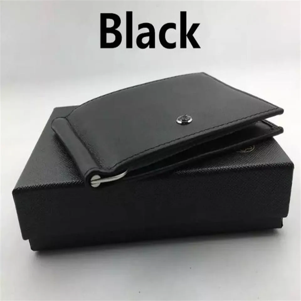 Klassische schwarze echtes Leder Bifold männliche Geldbörse Billfold Wallet Geldklammer Männer Klemme für Geld Fall Luxus Kreditkarteninhaber Pouc295A