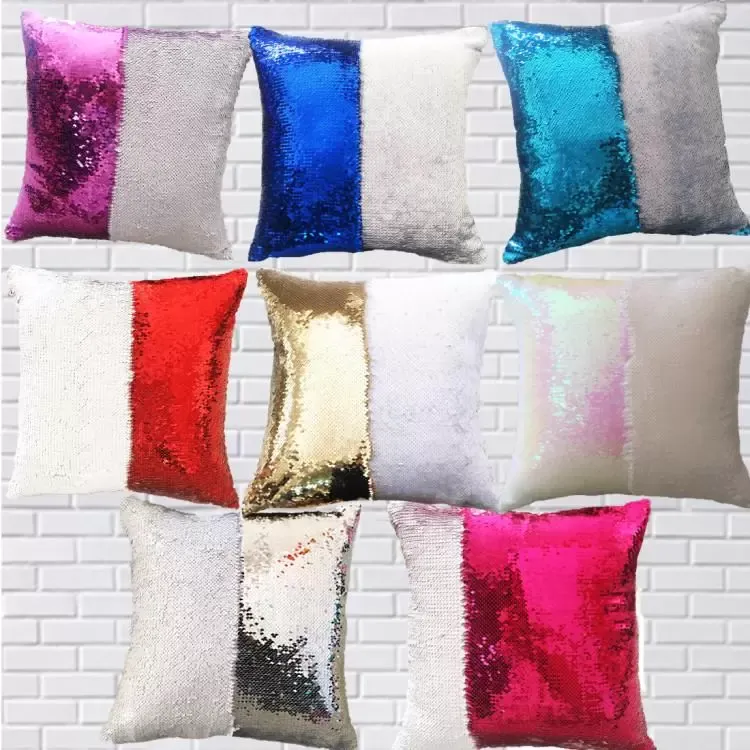 12 цветов блестки русалка подушка подушка новая сублимация волшебная блестка пустые подушки корпусы Hot Transfer Print