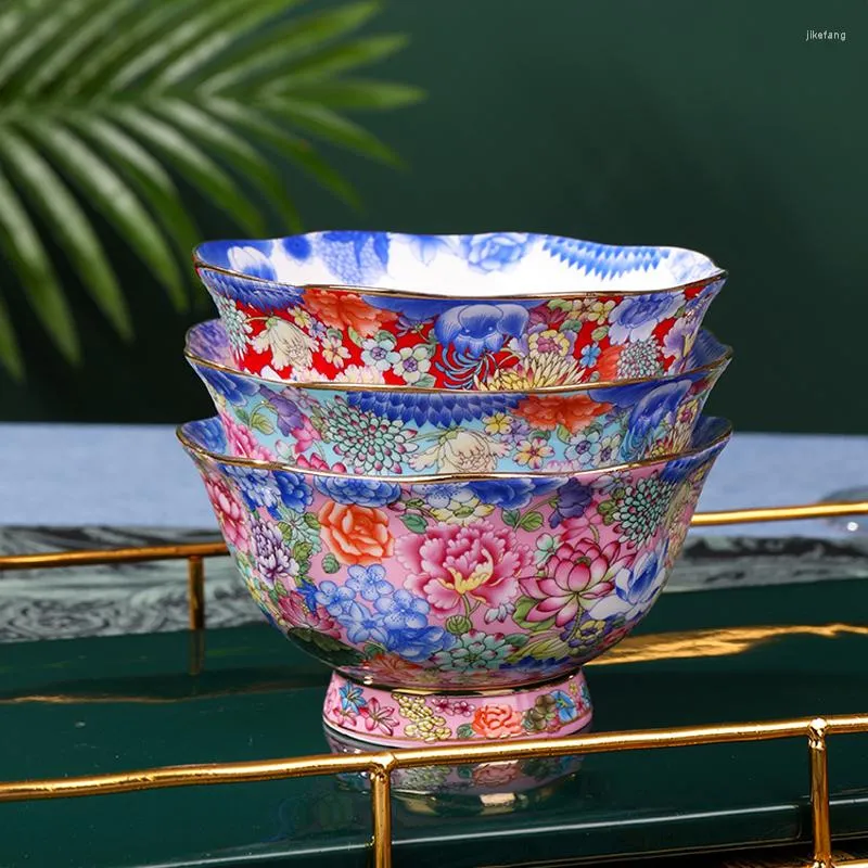 Miski 4,8 cala wykwintna mała miska ceramiczna zupa China Chin Chińska porcelanowa kontener ryżowy Jingdezhen Flowers zastawa stołowa