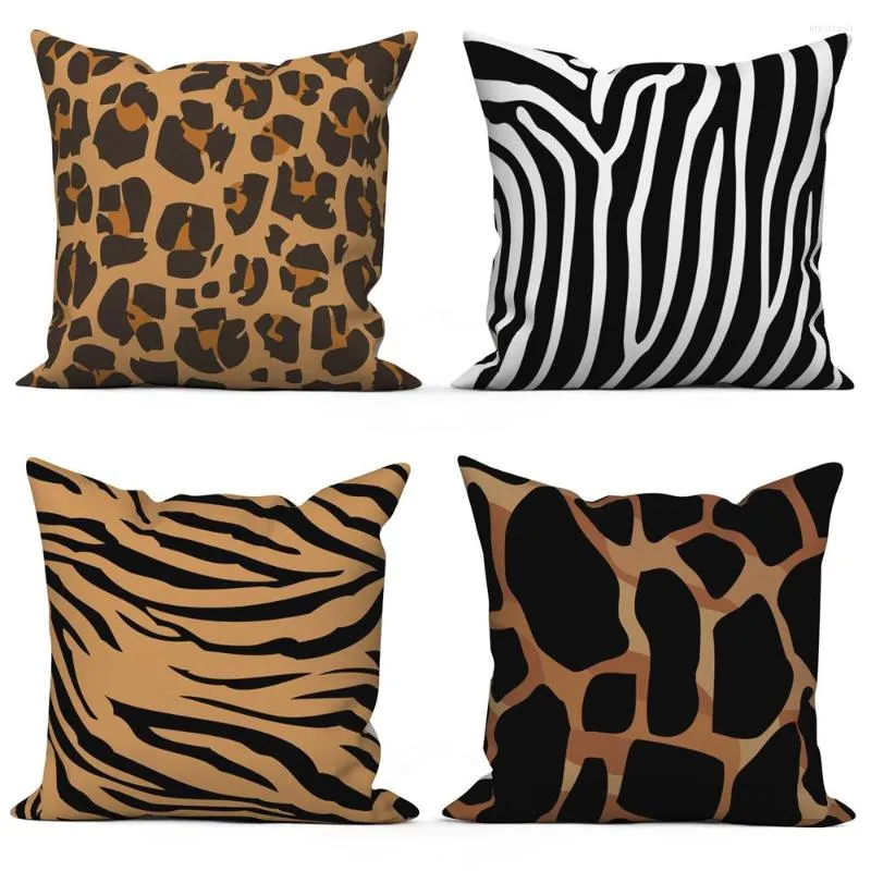 Kudde Leopard Zebra Polyester Cover Midjefodral vardagsrumsstol soffa heminredning 40x40 45x45 50x50 cm