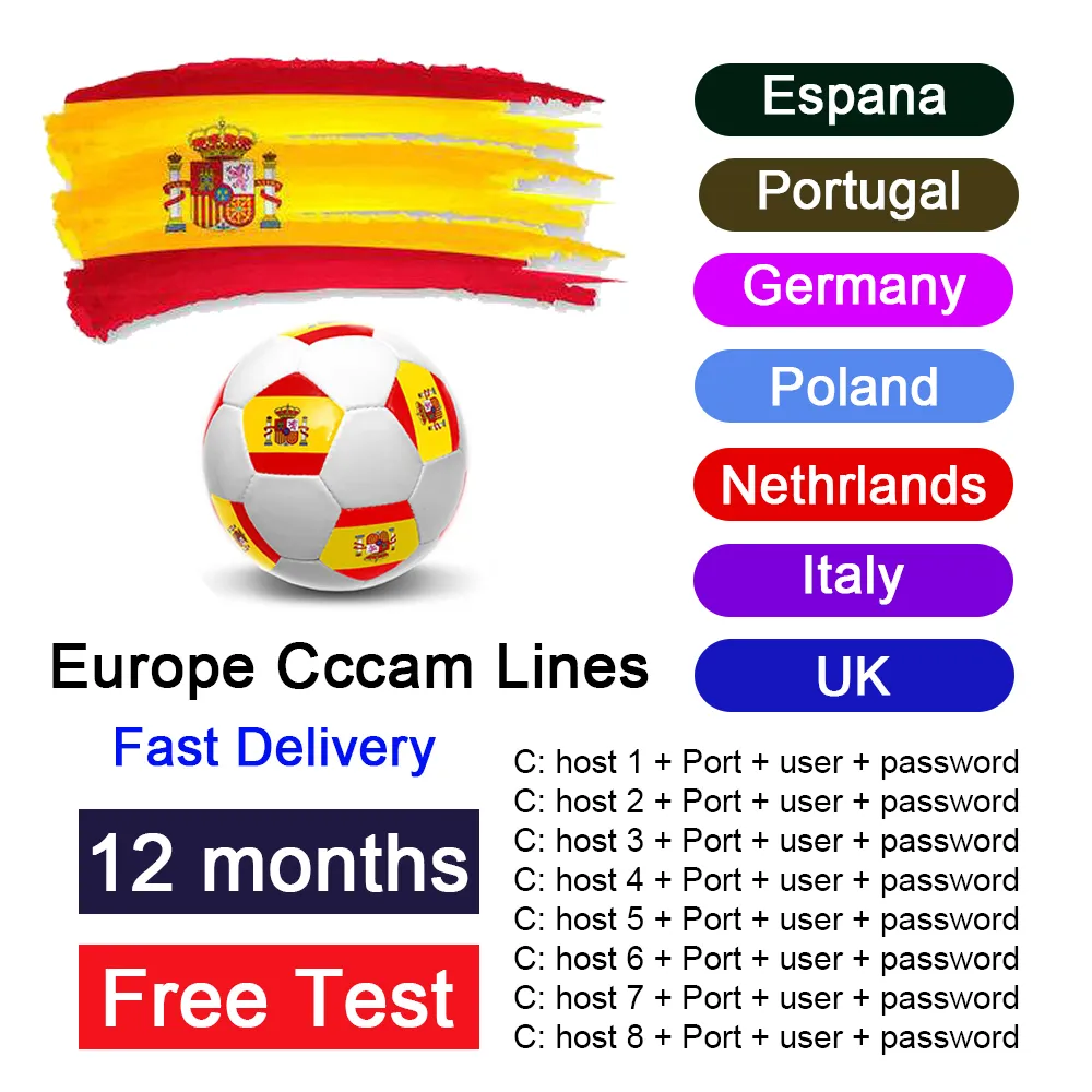 2023 Cable estable cccam 7 líneas Polonia Dvb S2 clines Europa Portugal  Alemania