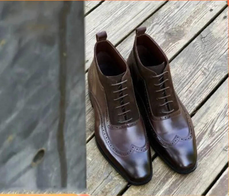 Fashion Men Boots Brogue Echte Leder Schnürung Chelse Booties Schuhe 669