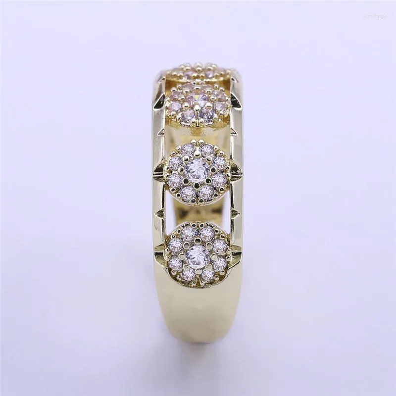 Обручальные кольца Винтажные золотые женские роскошные белые цирконы обручальное кольцо модное микро - выгравированные аксессуары для джокеров