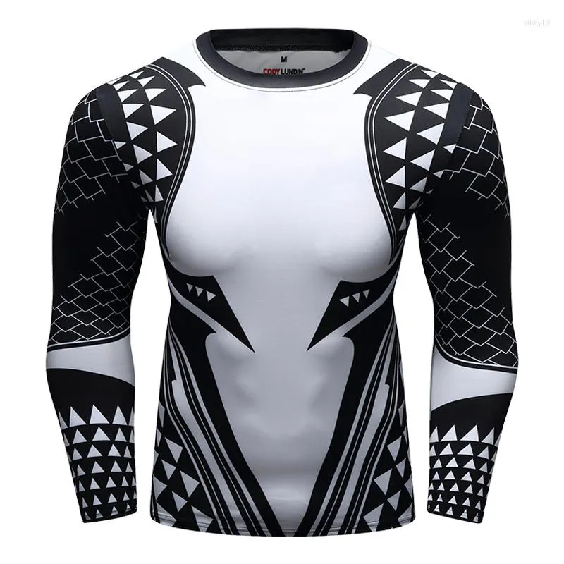 Men's T Shirts Custom Sublimated Compression Gym Long Sleeve BJJ Rashguard MMA Mens Rash Guard