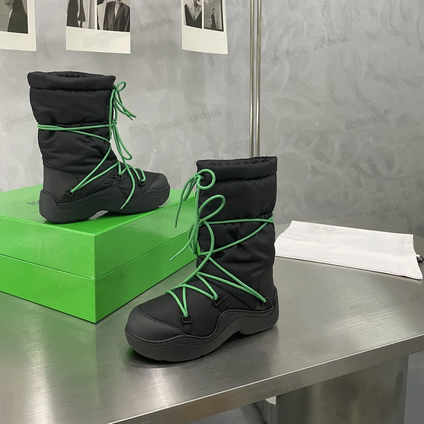 2023 Puddle Bomber Botegas Boots Nylon مقاومة للماء الدانتيل المسطح لأحذية الكاحل المصمم أحذية رياضية تنفس الحذاء المتوسطة تسلق الجبال الحذاء 35-40