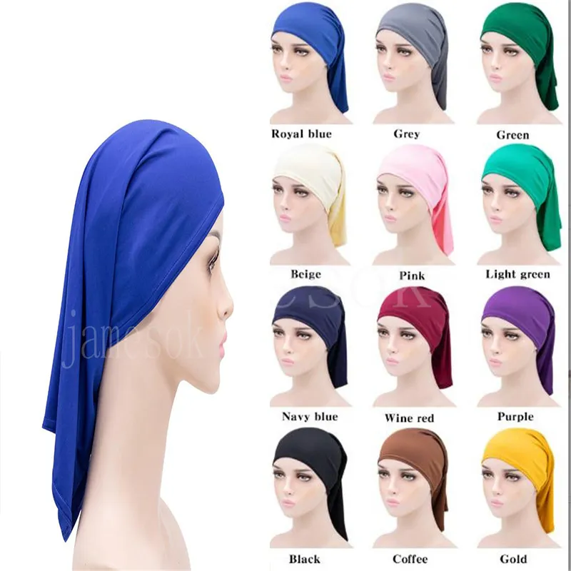 Man Womans spandex dreadlock hatt under halsduk hijab tube turban fast färg huvudbonad stretch lås skräck hatt de921