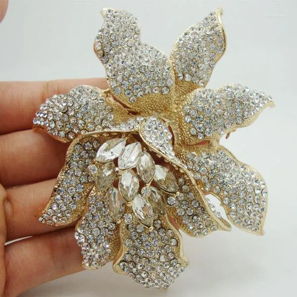 Бруши Брушесжавелри невеста мода орхидея цветочный цветок чистые стразы хрустальные свадебные броши