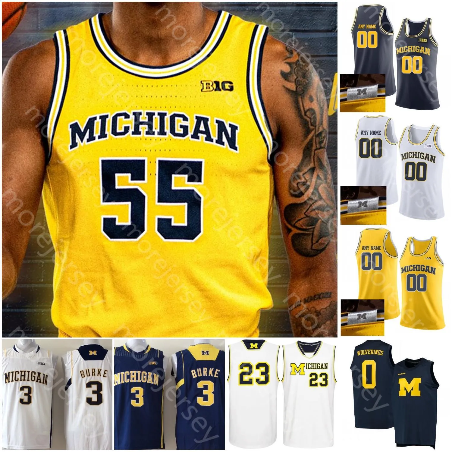 O basquete universitário veste personaliza Michigan Wolverines Jersey NCAA College Jon Teske Eli Brooks David Dejulius Colin Castleton Adrien Nunez Isaiah Fiversários