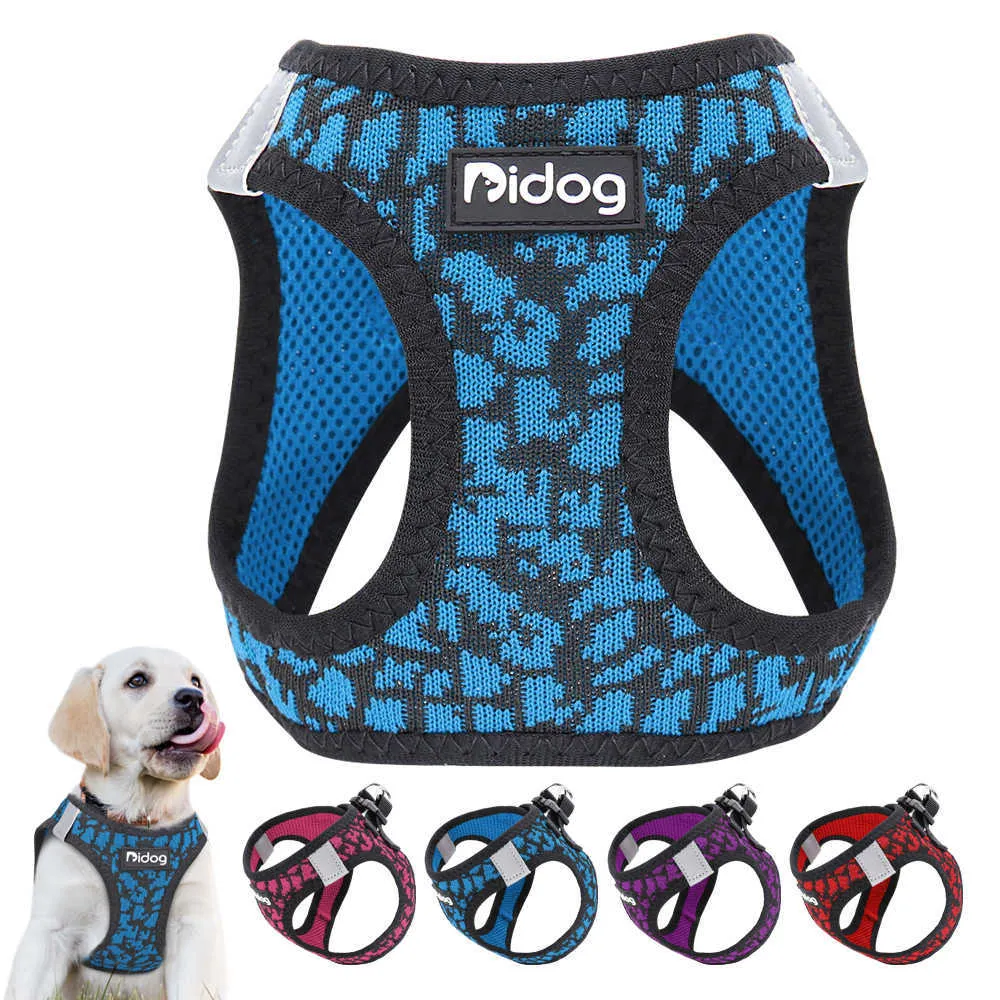 Collari per cani Guinzagli No Pull Mesh Dog Harness Nylon Pet Puppy Cat Harness riflettente regolabile per cani di taglia piccola e media Bulldog francese Pug T221212