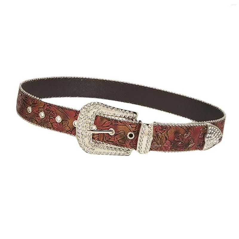 B￤lten Kvinnor Rhinestone Belt midjebandkl￤der Tillbeh￶r Cowboy Fashion Bling med sp￤nnl￤der f￶r kl￤dbyxor Jeans