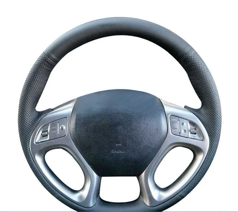 Customized Car Steering Wheel Cover Leather Original Steering Wheel Braid Car Accessories For Hyundai ix35 Tucson 2011-2015