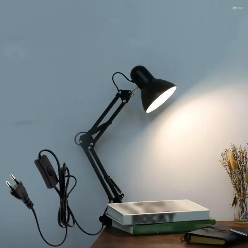 Bordslampor Hemslampa med klämma Flexibel LED -skrivbord Leg Swing Arm Mount Study Reading Light for Office Studio