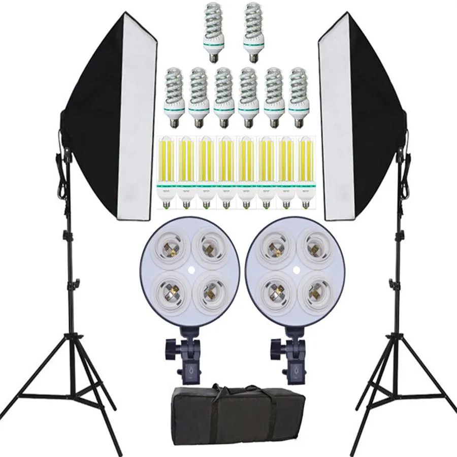 Nieuwe pography Po Studio Continu Lighting Softbox Kits PO -apparatuur en dubbele 4 lamphouder Po Studio Diffuser333Z