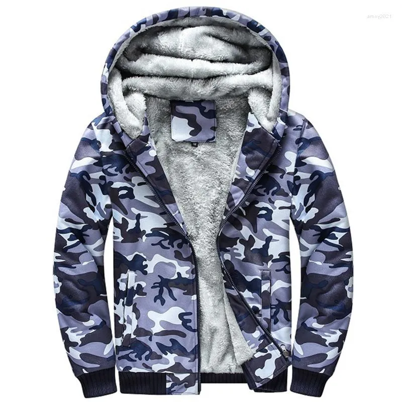 Men's Hoodies Thick Winter 2022 Spring Cotton Zipper Men Camouflage Print Sweatshirt Hooded Jogger Tracksuits Plus Size Brand Clothing