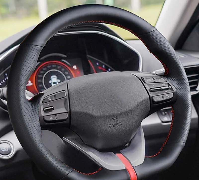 Customized Car Steering Wheel Cover Cowhide Leather Car Accessories For Hyundai Ioniq 2017-2019 Elantra 4 2016 2017 2018 2019