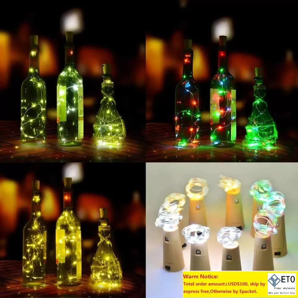 Décoration de fête Bouteille de vin Lumières 2M Forme de liège Fil de cuivre Coloré Mini String Light pour les lumières de Noël de mariage en plein air intérieur