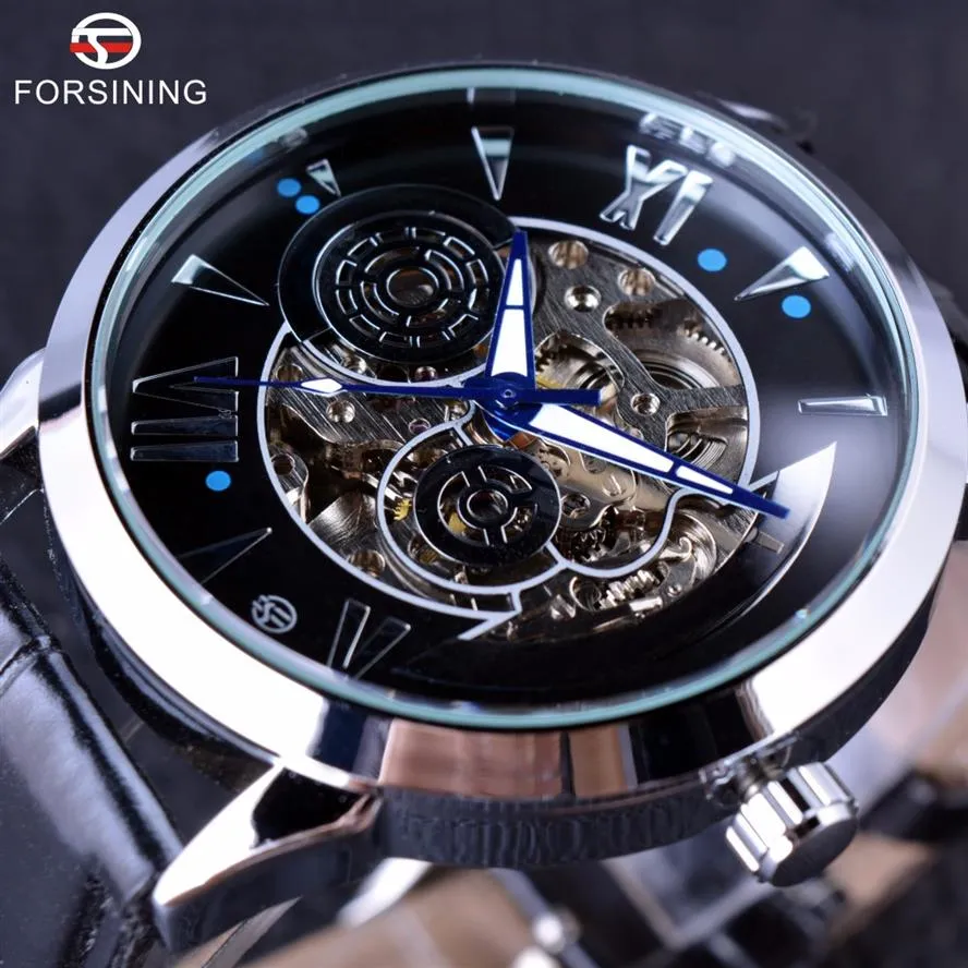 Forsining 2019 Time Space Fashion Series Squelette Hommes Montres Top Marque De Luxe Horloge Automatique Homme Montre-Bracelet Automatique Watch344H