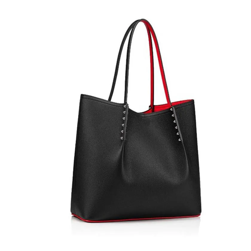 Fashion Bag cabata designer totes rivet genuine leather Red Bottom Handbag composite handbags famous purse shopping bags Black Whi280M
