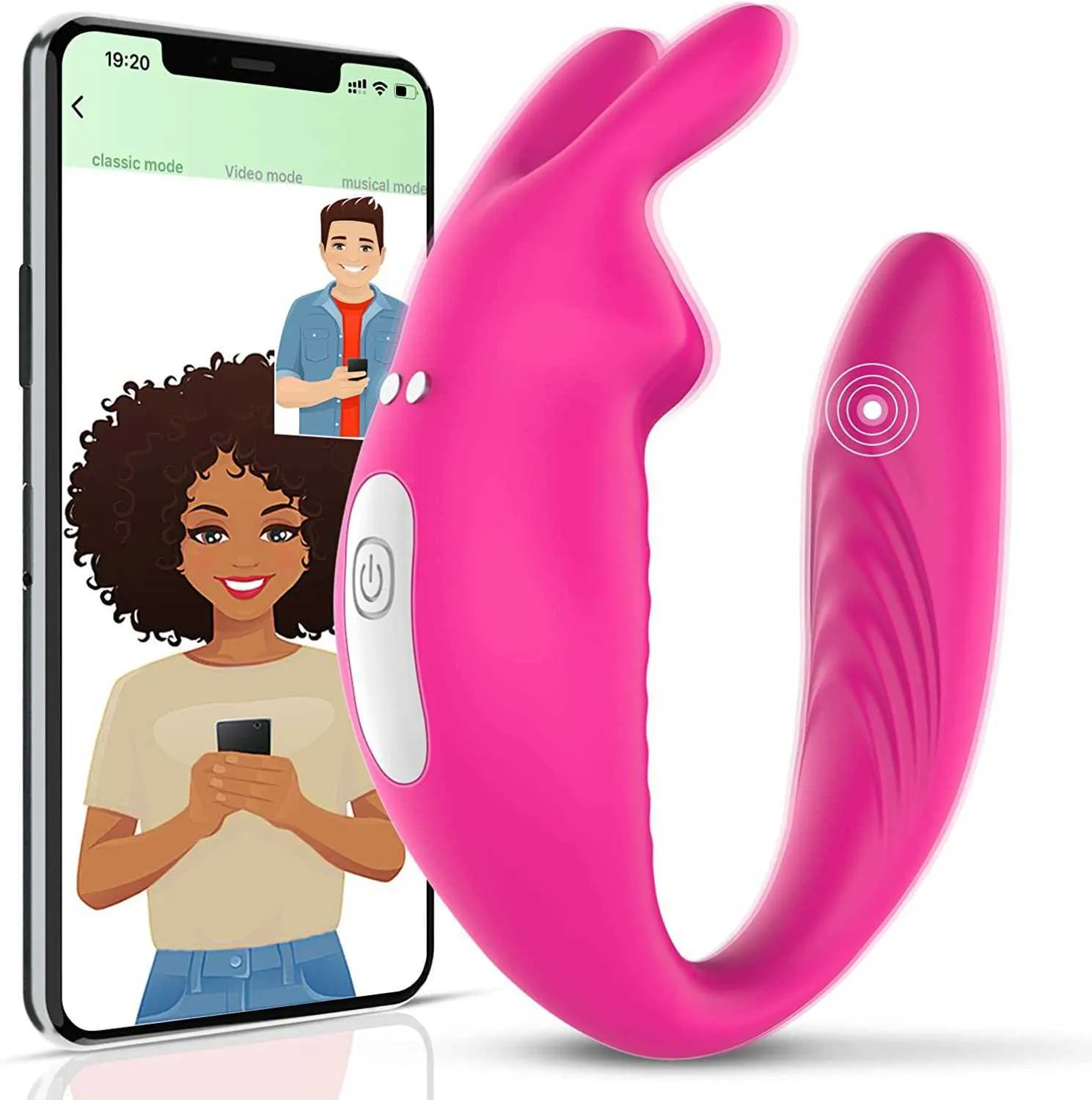 Sex Toy Control App Vibromasseur clitoridien portable à distance pour femme et couple avec 12 vibrations double point G vibrant ICO5