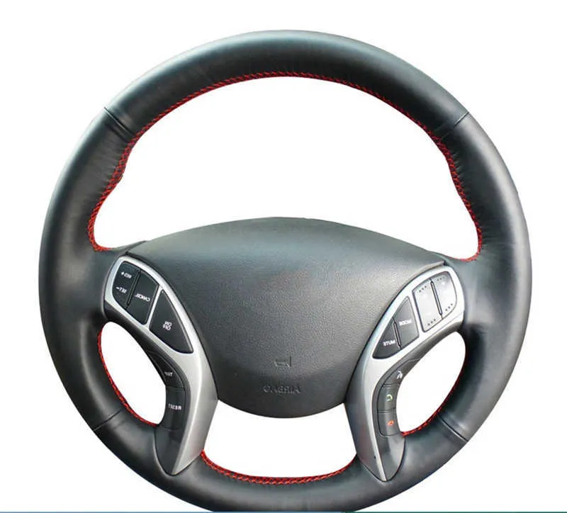 Customized Car Steering Wheel Cover Non-slip Cowhide Leather Car Accessories For Hyundai Elantra 2011-2016 Avante i30 2012-2016