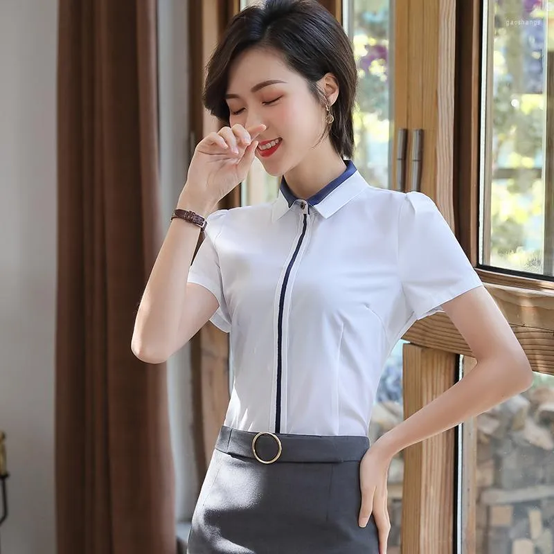 Blouses pour femmes été formelles femmes chemises blanches à manches courtes dames bureau uniforme hauts vêtements féminins OL Styles