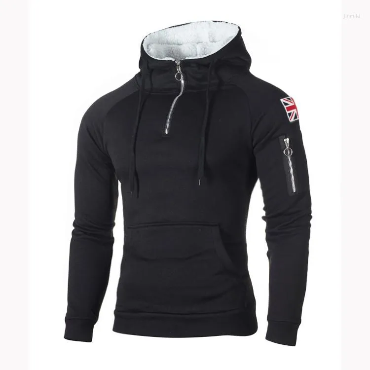 Men's Hoodies 2022 Winter Large Size Sweater Men Zipper Neckline Hooded Male Leisure Sport Long Sleeve Pocket