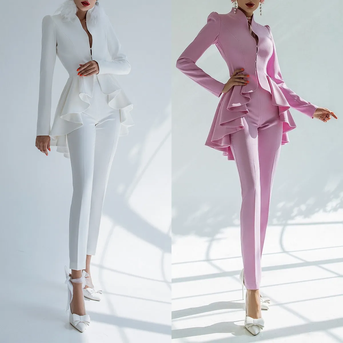 Ensemble Pantalon Et Blazer Femme Chic Élégant - Costume Tailleur Mariage Travail