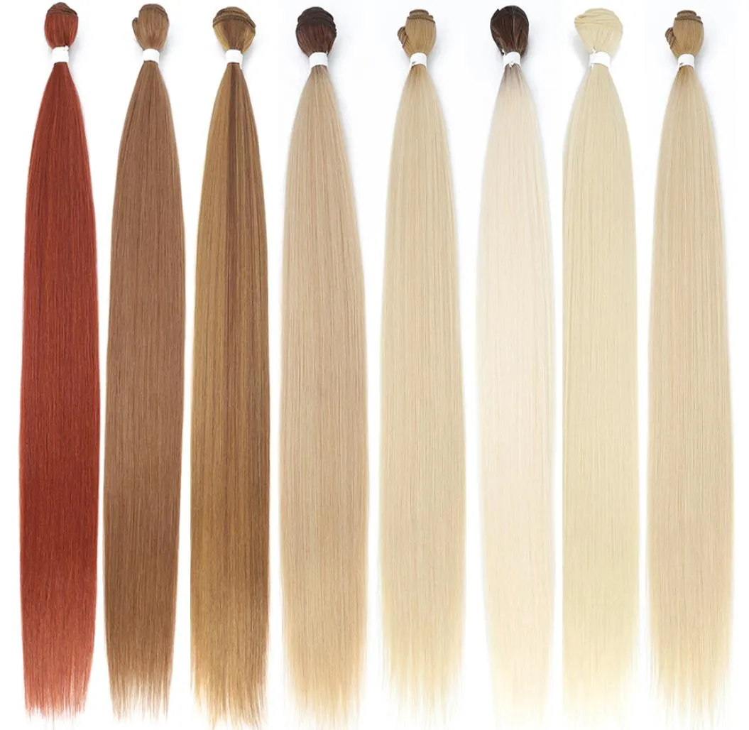 Hair pieces Straight Extensions Heat Resistant Synthetic Bundles Colorful High Temperature Cosplay Brown Blonde 2210118388723